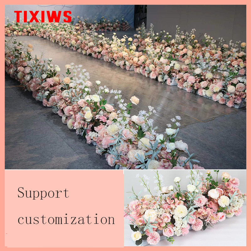 New Wedding Road Guide Rose Row Wedding Sign In Stage Guide Artificial Flowers Home Festive Celebrat