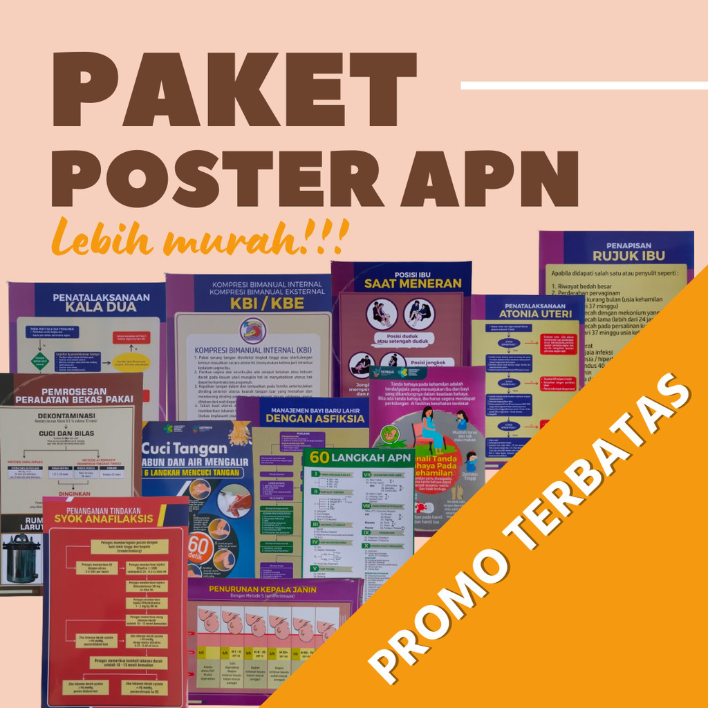 Paket Poster APN - Paket Poster APN Lengkap - 60 Langkah Asuhan Persalinan Normal Terlengkap