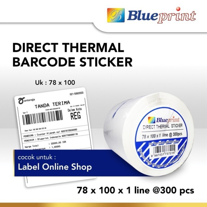 

DIRECT THERMAL STICKER LABEL BLUEPRINT 78mm X 100mm X 1 Line
