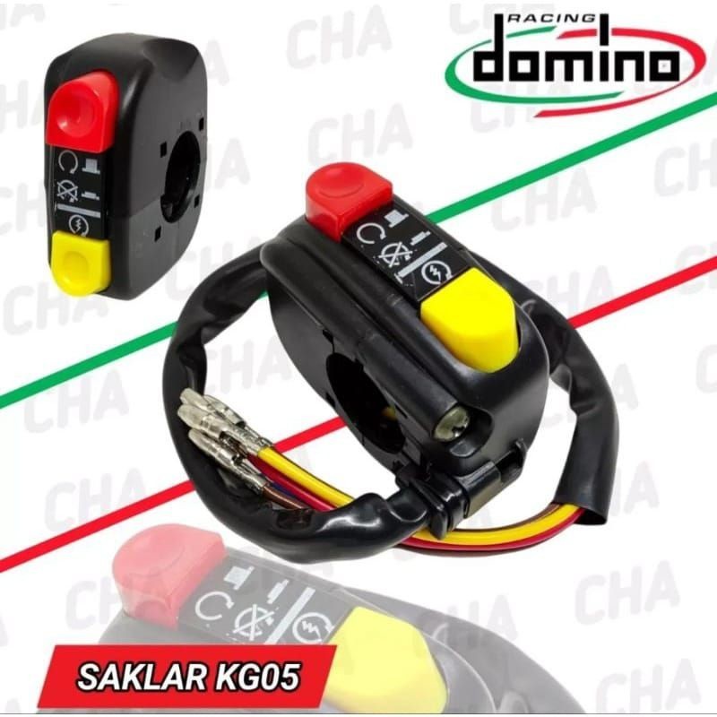 [ FURMOTOR ] SAKLAR DOMINO ON OFF PLUS STARTER UNIVERSAL TOMBOL MERAH KUNING STATER MOTOR SAKLAR KAN