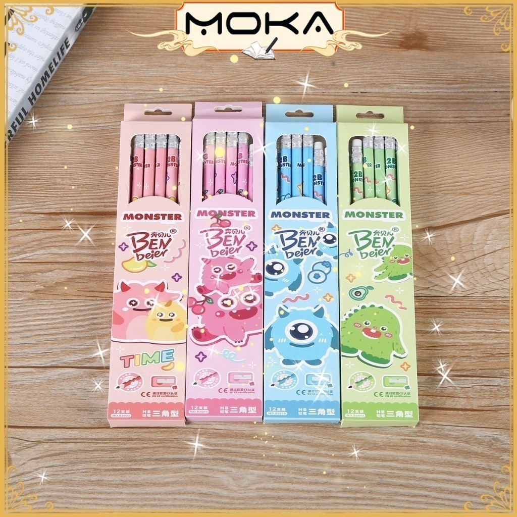 

MOKA 1 LUSIN (12PCS) PENSIL 2B MOTIF ASTRONOT & MONSTER LUCU + PENGHAPUS KECIL DIUJUNG PENSIL MKP14