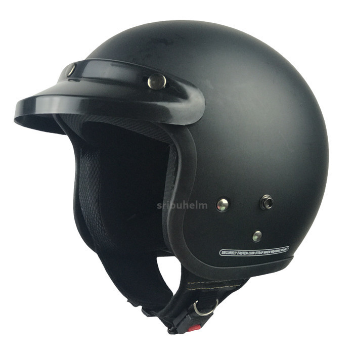 Bigsale✨ -helm bogo dewasa pria wanita terbaru retro polos cowok cewek sni - Hitam Gloss, Helm Saja