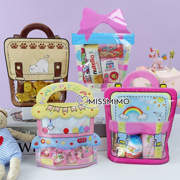 

Plastik Ziplock Tote Bag Tas Tenteng Goodie Bag Permen Biskuit Snack