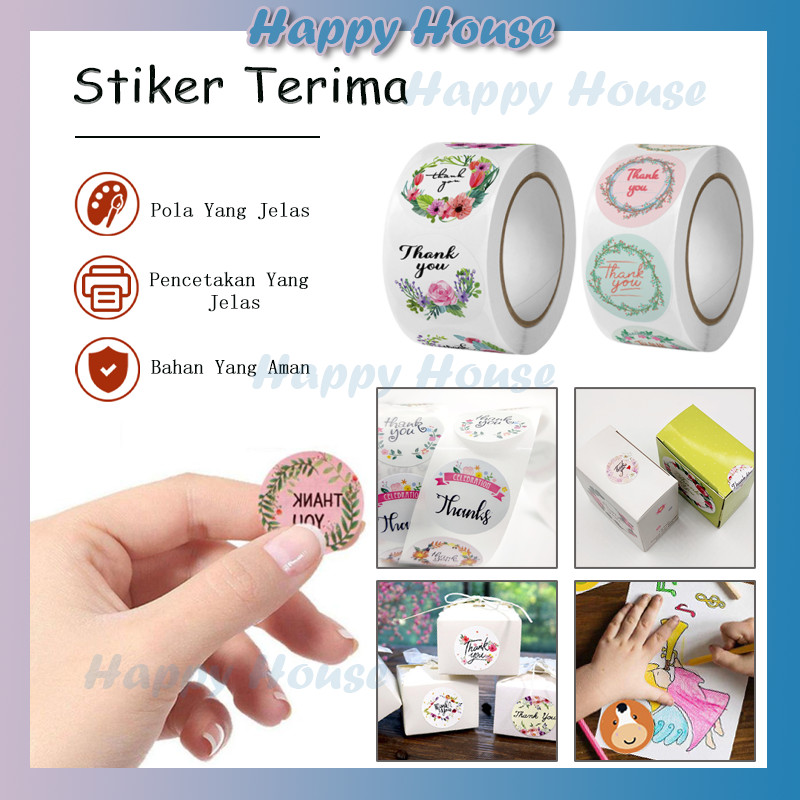 Sticker Label Thank You / Sticker thank you 1 Roll 500Pcs