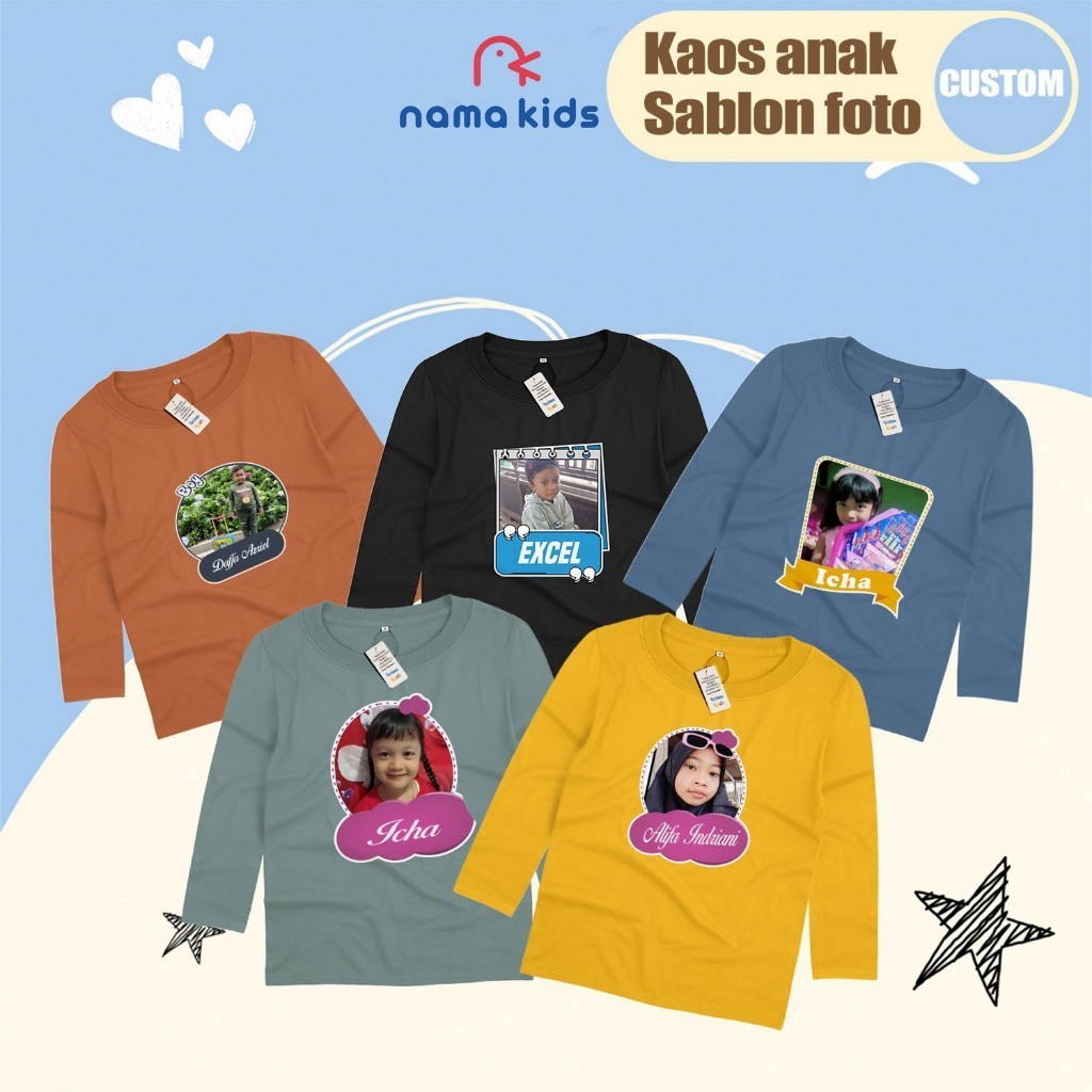 Kaos foto nama anak kaos custom sablon foto nama anak lucu cewe cowo kaos anak custom foto nama desi