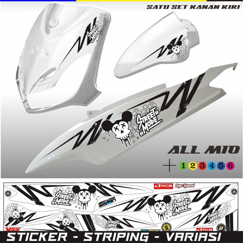 SETIKER VARIASI LIST MIO OLD / STRIPING VARIASI MOTOR MIO SPORTY / MIO PUTIH STIKER