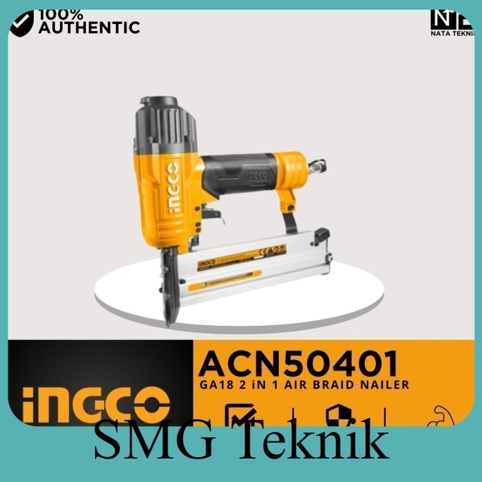 

Terbaik GA18 Staples Air Nailer 2 in 1 (Paku U & I) INGCO ACN50401 Paku Tembak SMG273