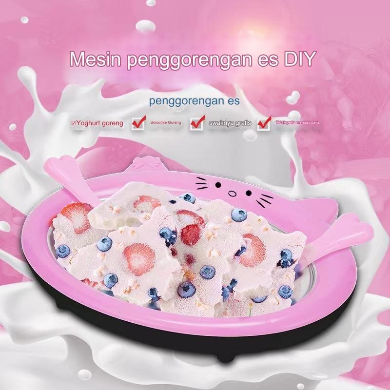 Mesin Es Goreng Bulat Mesin Yogurt Goreng Kecil Anak-anak Rumah Tangga Es Krim Mini Buatan Rumah Tan