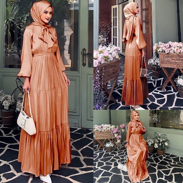 gamis lavanza karamel baju pesta premium dress simpel cantik - NM