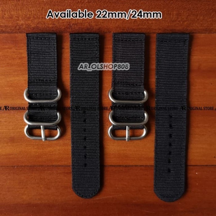 New Trendy Strap SEIKO Kanvas 22mm Strap NATO Strap ZULU Swiss Army Kanvas 24mm - 22, Hitam