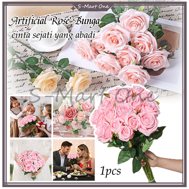 Artificial Bunga Mawar 1 tangkai/Bunga Mawar Artificial Plastik/Bunga Mawar Tangkai Artificial/Plast