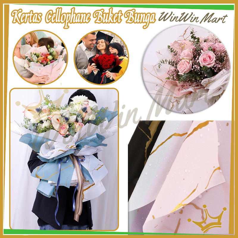 

Flower Wrapping Kertas Bunga Buket/Kertas Buket Bunga Motif Marble/Kertas Cellophane Buket Bunga