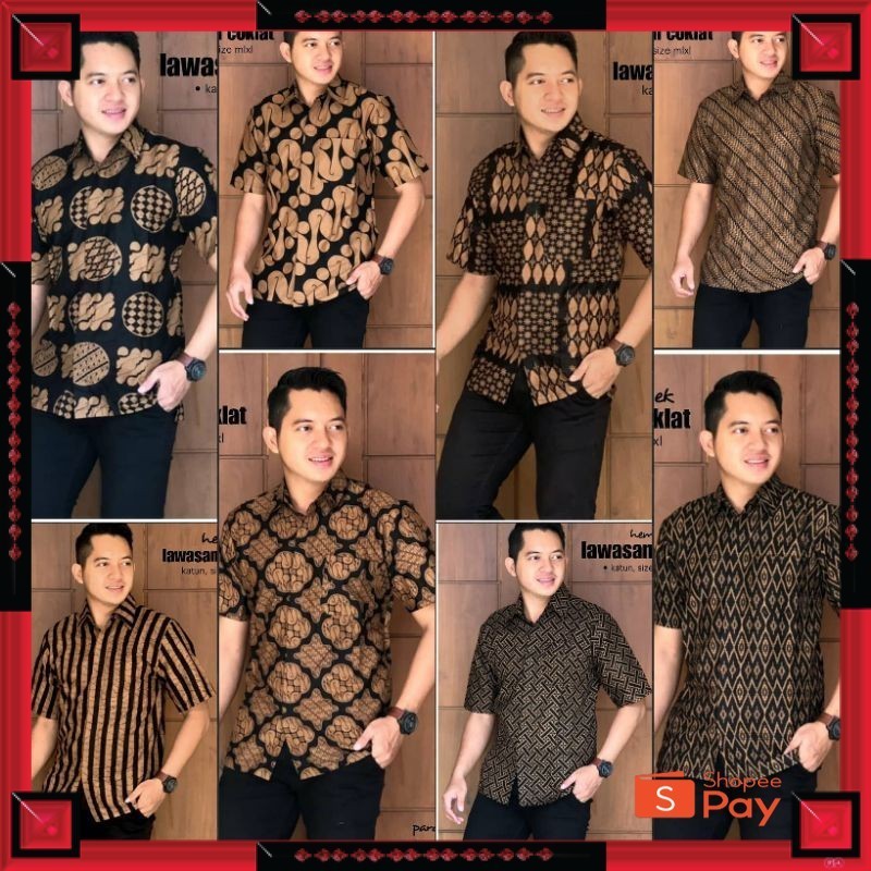 KAIN ADEM LEMBUT HALUS TEBAL / HEM, LENGAN PENDEK, BAJU BATIK, BATIK PEKALONGAN, ATASAN PRIA, SERAGA