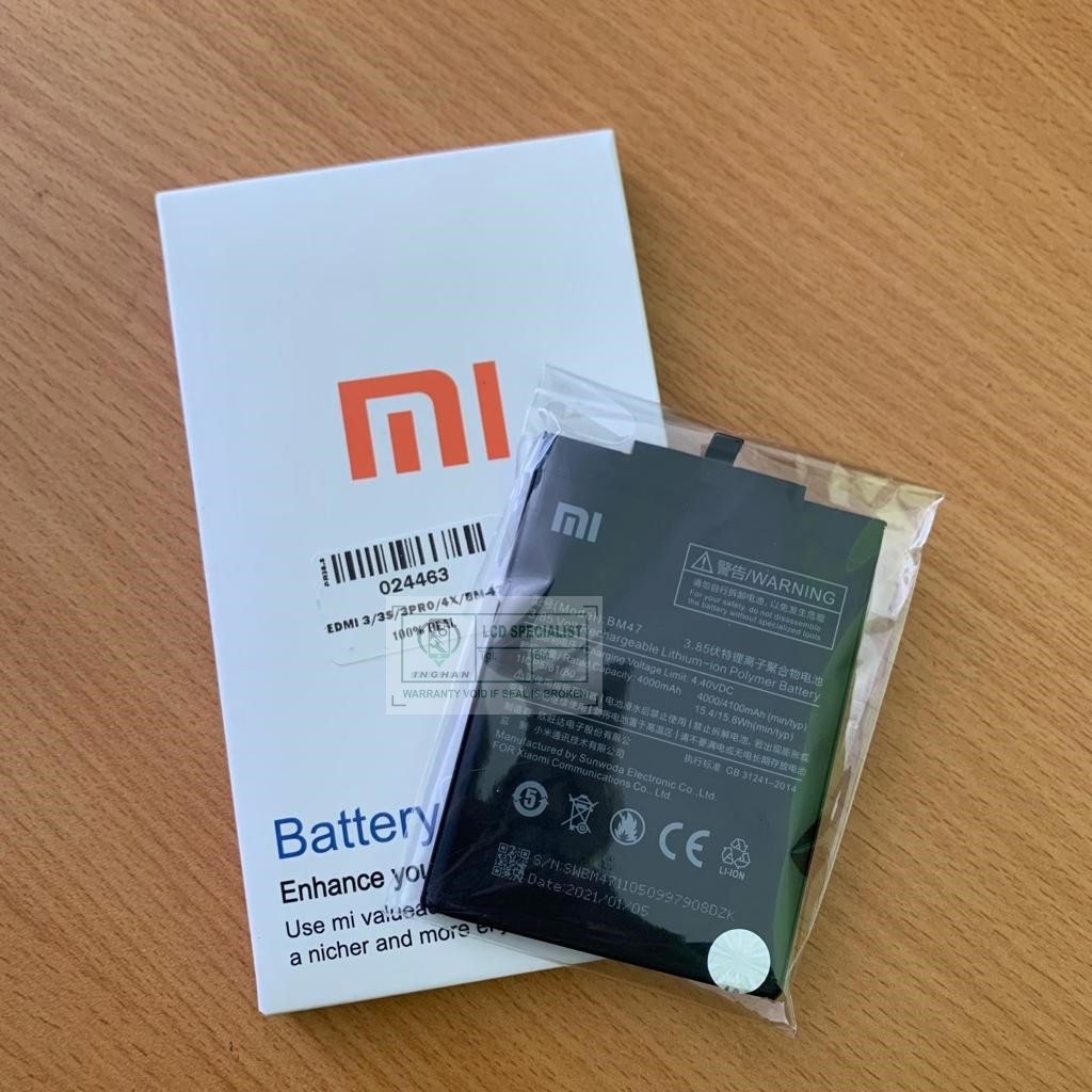 Baterai Redmi 3 / Redmi 3S / Redmi 3 Pro / Redmi 4X / BM-47