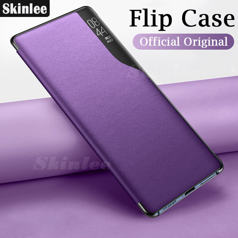 Skinlee for OPPO Reno6 Flip Case Smart Transparent View Cover for OPPO Reno 6 Casing Window Flip Lea