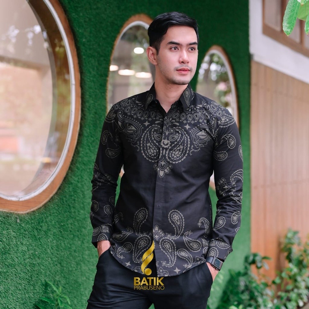 KANIGARA Hem Baju Atasan Kemeja Batik Untuk Pria Lengan Panjang Dewasa Cowok Cowo Terbaru 2024 Slimf