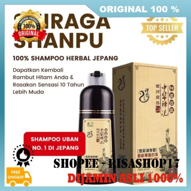 Shiraga Shanpu Shampo Herbal Jepang Penghilang Uban Shampo Penghitam Rambut 100% ASLI