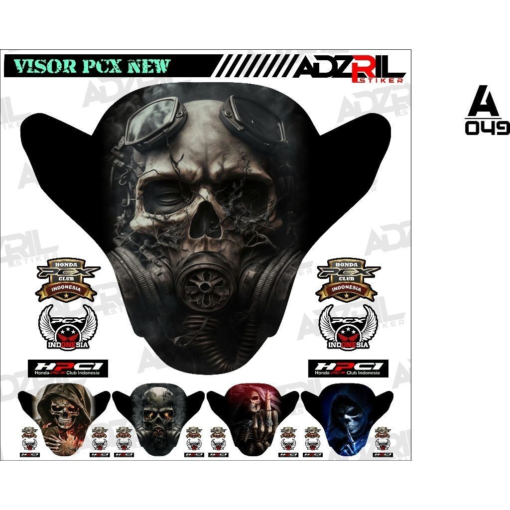 Stiker visor Winshield HONDA PCX 150 OLD TENGKORAK FUCEK YOU KEREN  (049) / stiker  Winshield  gamba