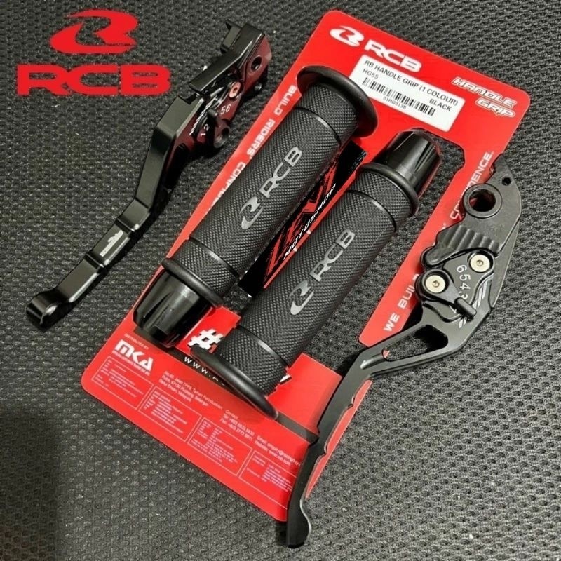 Handgrip RCB Original HG55 + Jalu Stang CNC + Handle Rem Stelan CNC  Handgrip Motor Nmax Aerox Handg