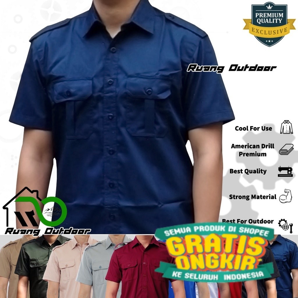 Baju Kemeja PDL PDH Lapangan Lengan Pendek  - Pakaian Atasan Seragam Pria Wanita Premium Kerja Kanto