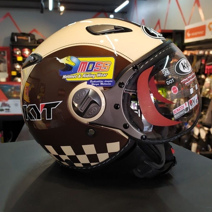 Helm KYT Elsico #2 Dark Cream/Brown Helm Classic | Halfface | Original