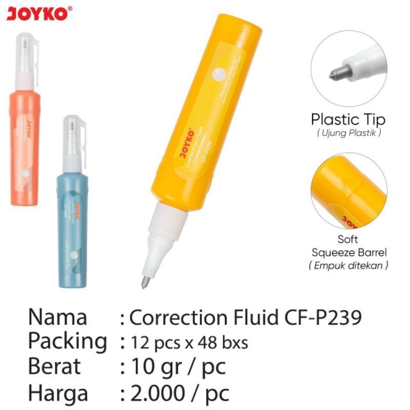 

correction Fluid/Tipe-x Cair Joyko CF-P239 ( 1pak/12pcs )