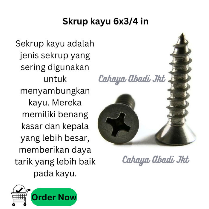 Skrup Kayu HITAM Plus 6X3/4"