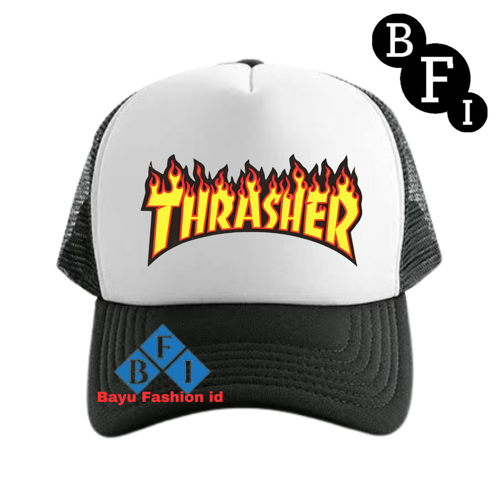 Bayu Fashionn ID Topi Trucker THRASHER - Topi Distro THRASHER Logo - Topi TRASHER Premium - Topi Pri