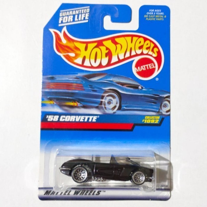 Hotwheels 58 Corvette hitam open kap mesin