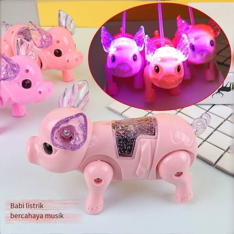 Babi Listrik Berlari/Kreatif Cahaya Musik/Mainan Anak-anak/Tali Babi