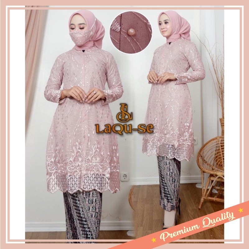 Set Murah Kebaya Keren Model Terbaru / Setelan Kebaya Tunik Brukat Rok Batik Instant Modern Gaun Kon