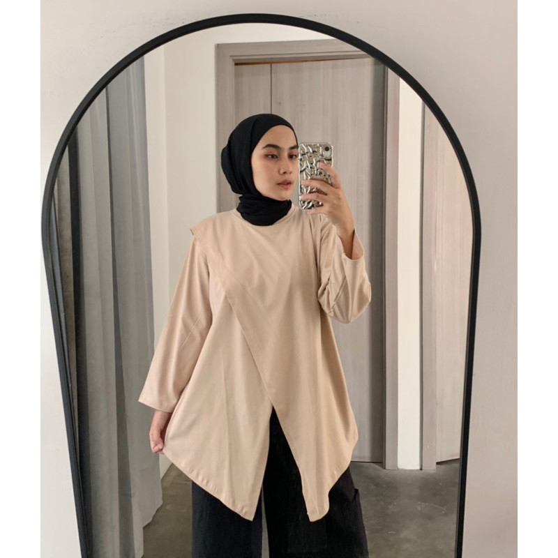 	 NADA TOP KAOS COMBED 30S OVERSIZED ASYMMETRICAL COMFY DAILY ATASAN By SF	