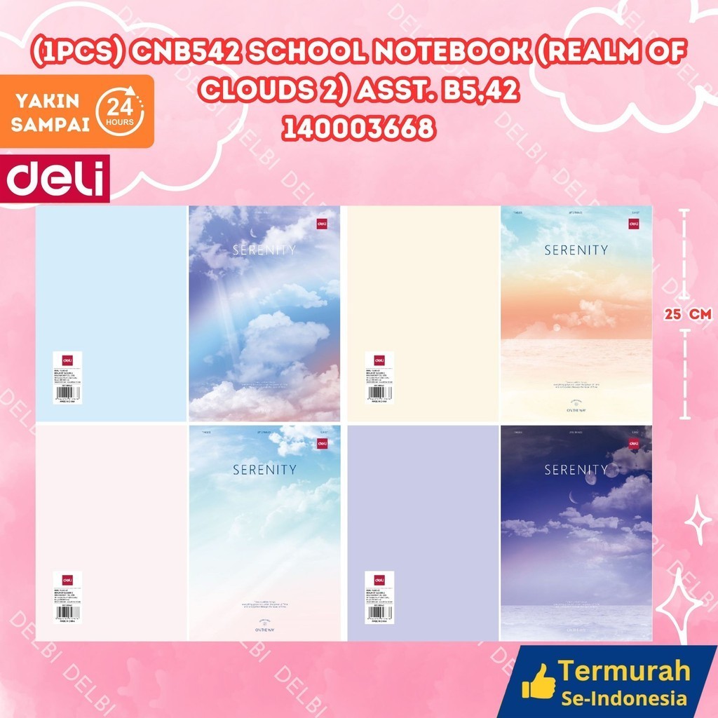 

BUKU TULIS BOXY DELI / 40 LEMBAR (1PCS) CNB542 SCHOOL NOTEBOOK (REALM OF CLOUDS 2) ASST.B5,42