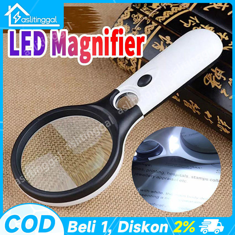 

2in1 Magnifier Kaca Pembesar Dengan Lampu 3 LED Untuk Membaca Magnifying Glass Lurus Plus Lampu LED
