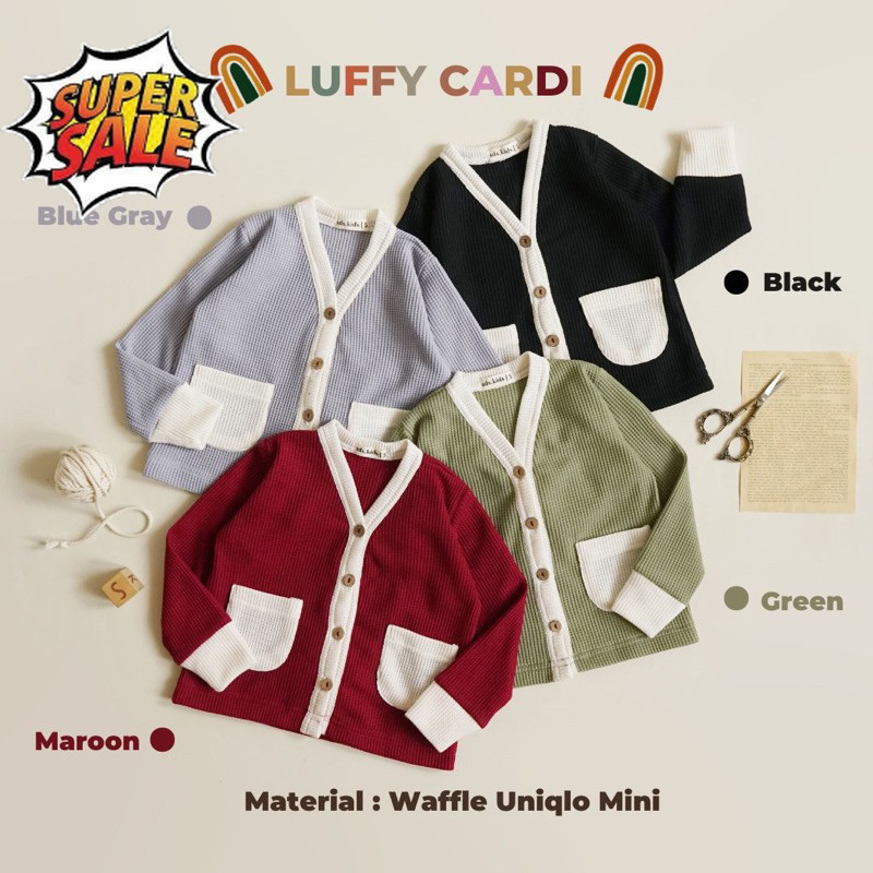 BEST SELLER ~SDS.KIDS Cardigan anak | Luffy cardi | Cardigan unisex | Baju anak | Waffle uniqlo PROM