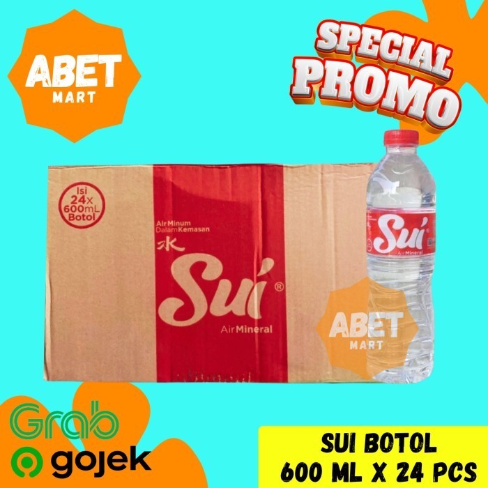 

Sui Air Mineral 600Ml 1 Dus isi 24Pcs - Water Aer Botol 600 Ml Tanggung Pak Murah Segar