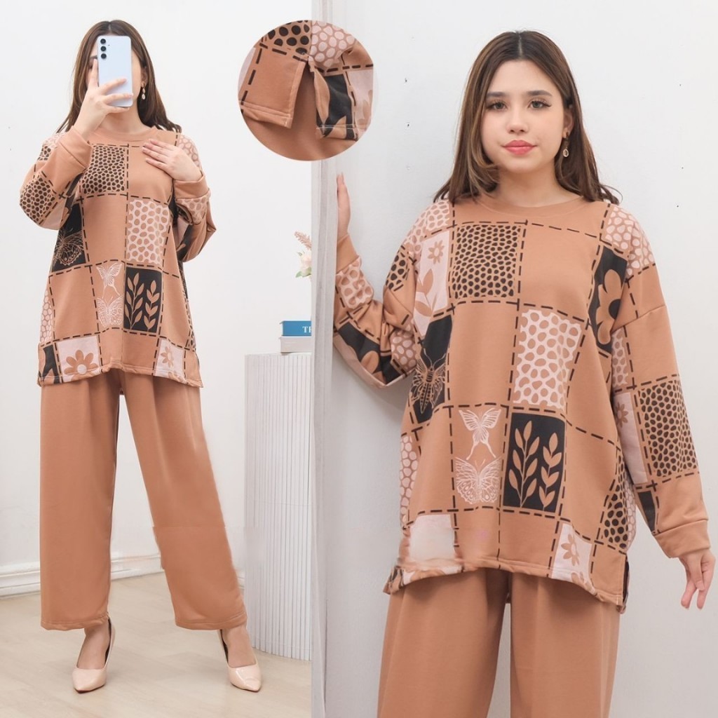 CASHA - ZSO PAKAIAN WANITA SETELAN URA / ONESET OVERSIZE CAYENE / Kasual Set Wanita Trendy / Setelan