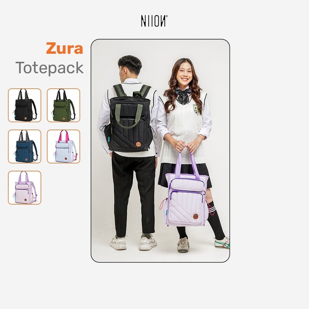 ZURA PUFFY TOTEPACK NIION TAS RANSEL LAPTOP 15 INCH WANITA PRIA