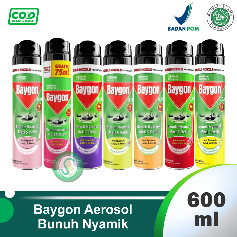 Baygon Aerosol Spray 600ml  All Varian / Baygon Anti Nyamuk = Murah
