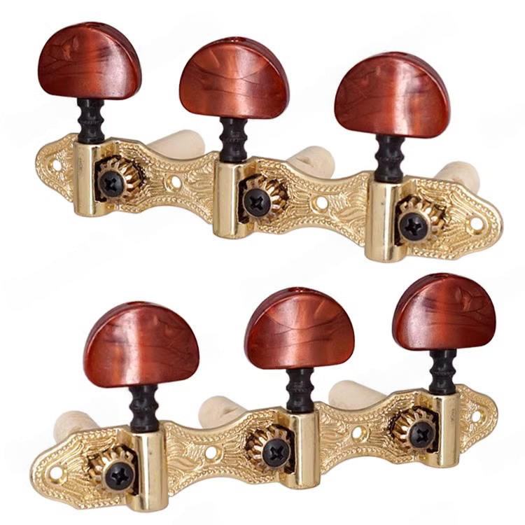 Knob Senar Gitar Klasik Jenis Putar Kayu, Knob Senar Gitar Tiga Sekaligus, Poros Semu Senar Gitar, P