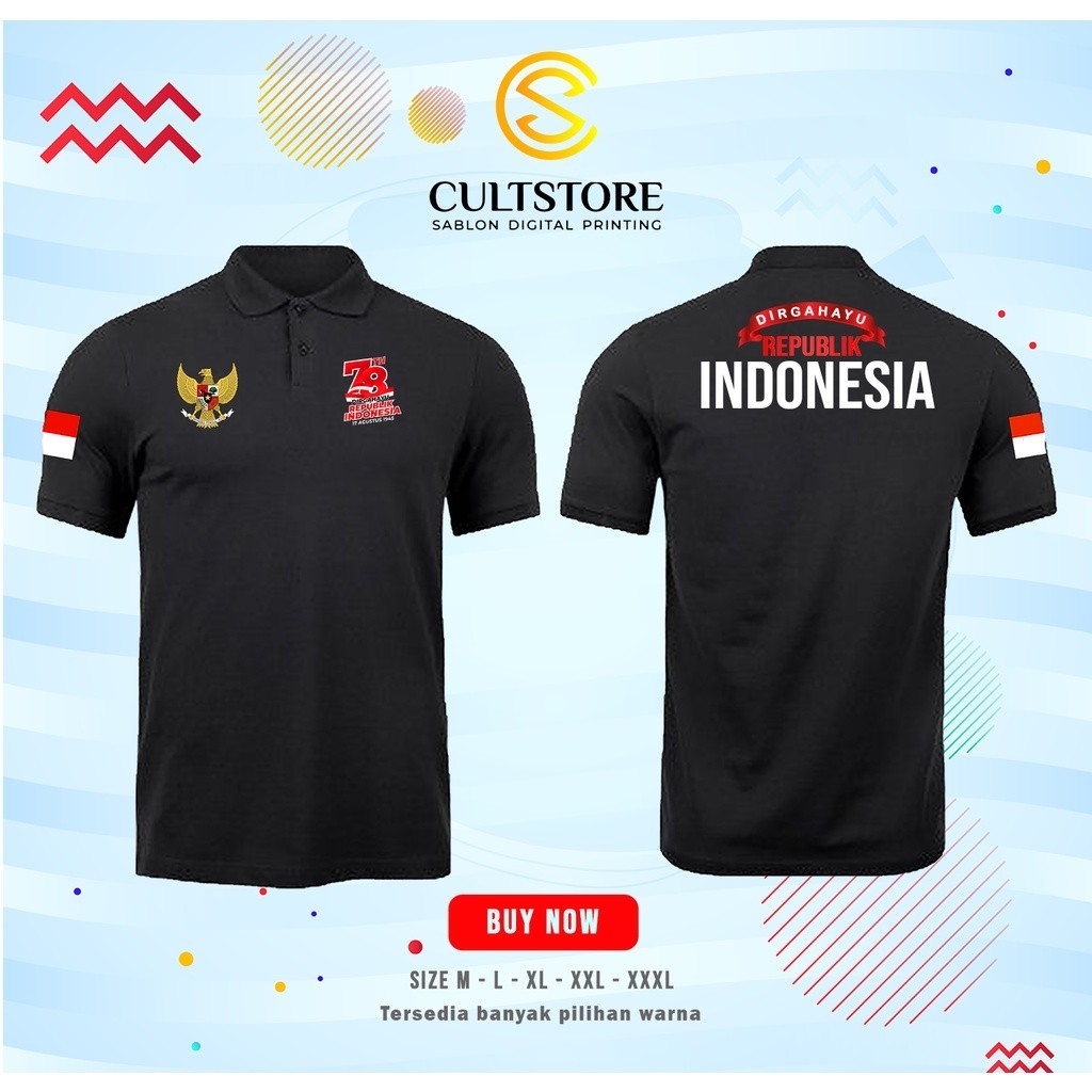 POLOSHIRT KAOS KERAH // KAOS POLO DIRGAHAYU HUT RI KE 78 TAHUN // KAOS 17 AGUSTUSAN INDONESIA // KAO