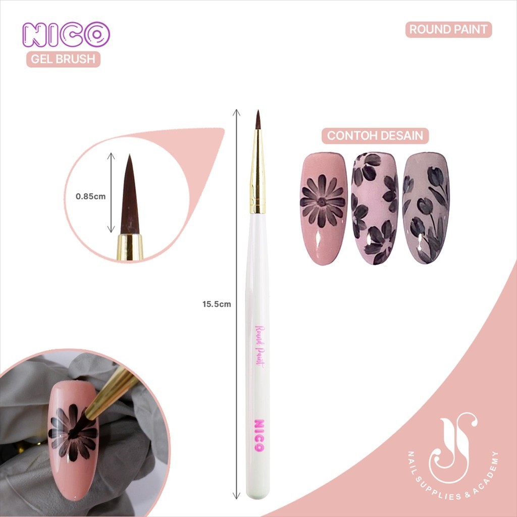 NICO Brush Round Paint/NICO ORIGINAL/BRUSH ORIGINAL/Aksesories Nail Art/Nail Acc/nail art/brush art