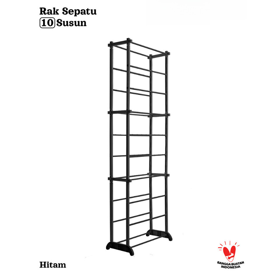 NEW MODEL AMAZING RACK / RAK HIJAB / Rak Sepatu dan RAK Jilbab TRI J 10 Tingkat FULL Plastik KOKOH