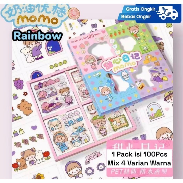 

Stiker Momo 2D Rainbow - Stiker Pelangi Mix 4 Warna - Isi 100 pcs/box - Lucu & Imut