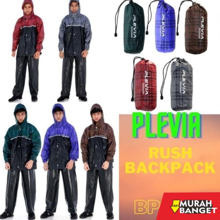 tas ransel wanita import Jas Hujan Baju Celana Setelan Pria Wanita Dewasa Plevia Rush BackPack - Ran