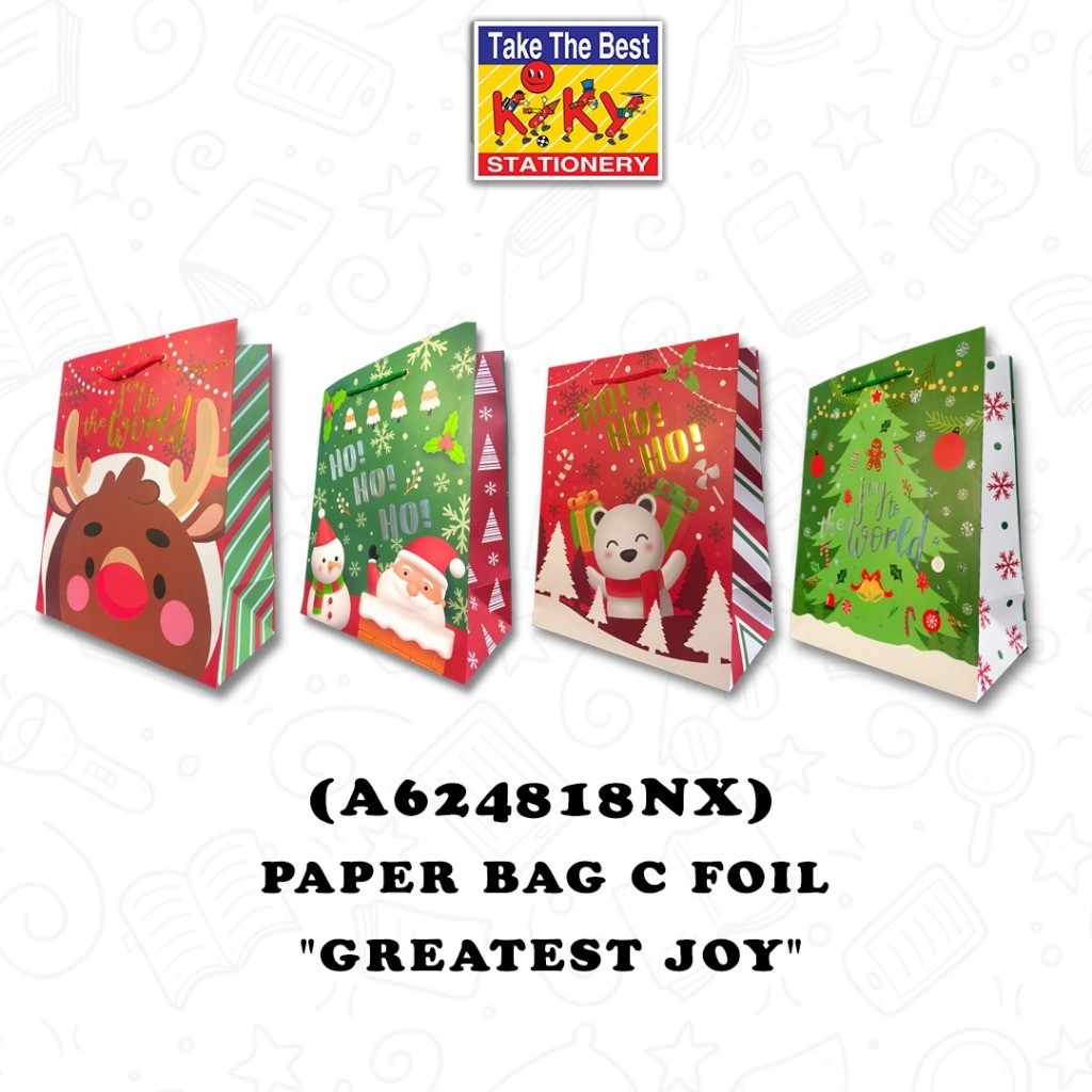 

NAT - 1 PC Christmas Paperbag Kantong Kertas Tas Goodie Bag Natal Kantong Hadiah Natal Kantong Natal