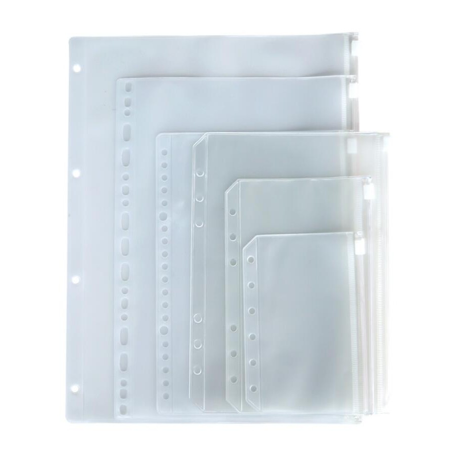 

Binder Pockets A5/A6/A7/B5/A4 Size 6/9 Holes Binder Zipper Folders For 6-Ring Notebook Binder Loose Leaf Bags