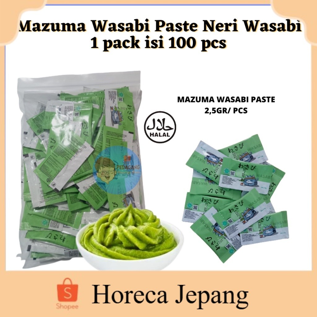 

Mazuma Wasabi Paste Neri Wasabi 1 pack isi 100 pcs / Wasabi Sachetan 1 pack isi 100 / Wasabi HALAL MUI/ WASABI