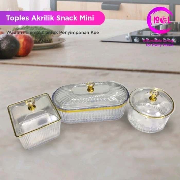 Set Toples Akrilik Mini Estetik Oval Bulat Persegi | Toples Cemilan