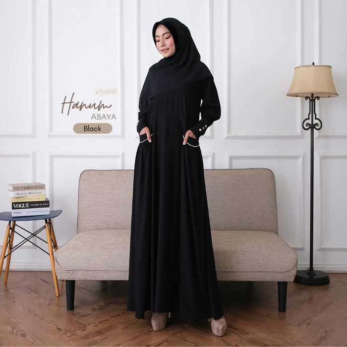 KUPNAD Abaya  Polos - Hanum Abaya - Black, XL